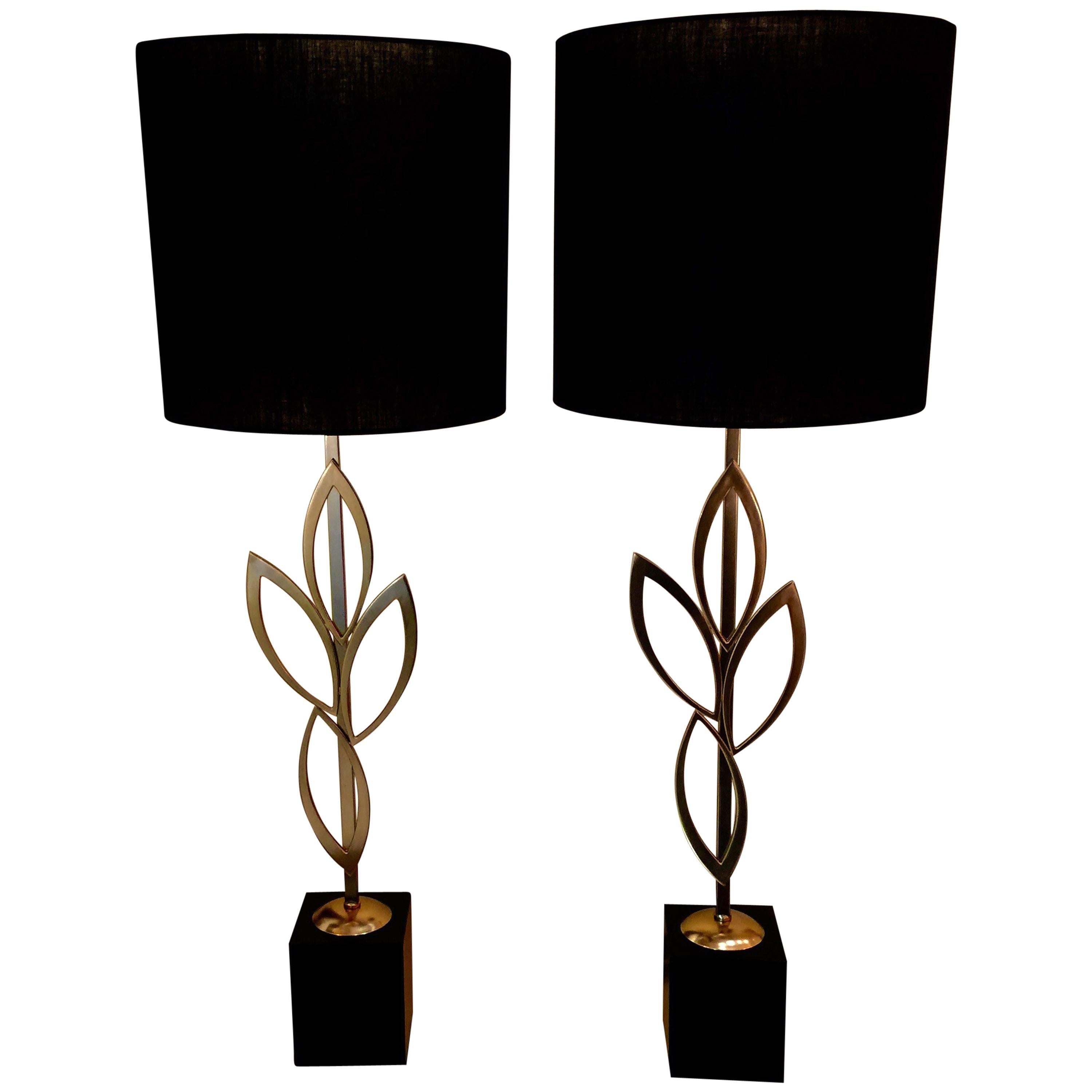 Pair of Brass Lamps For Sale