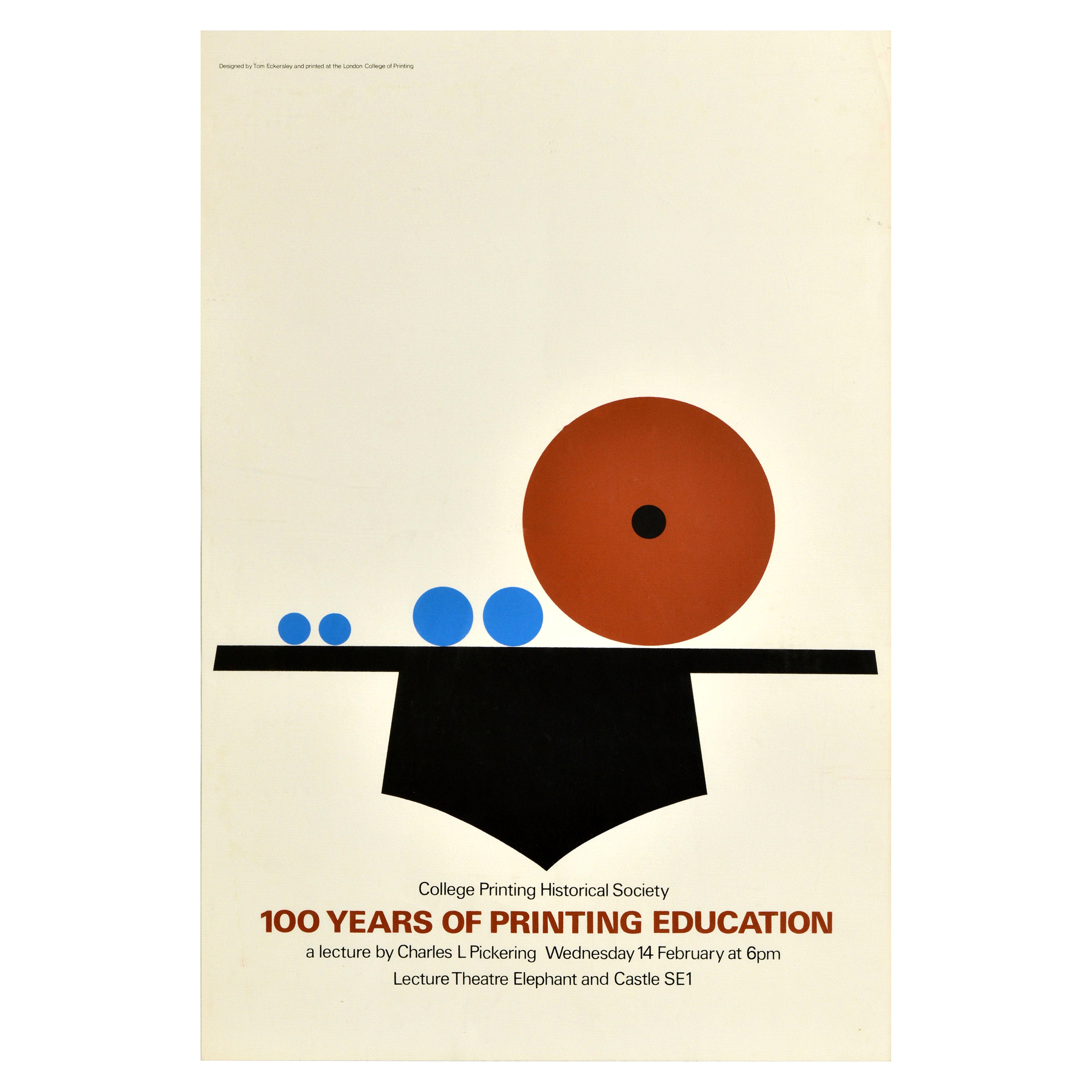 Original Vintage-Werbeplakat 100 Jahre Druckerziehungsunterricht Eckersley, Vintage