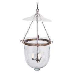 Wonderful Brass Blown Etched Glass Star Bell Jar Lantern Vaughan Light Fixture