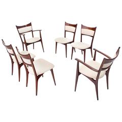 Set of Six Italian Modern Dining Chairs with New Upholstery 10