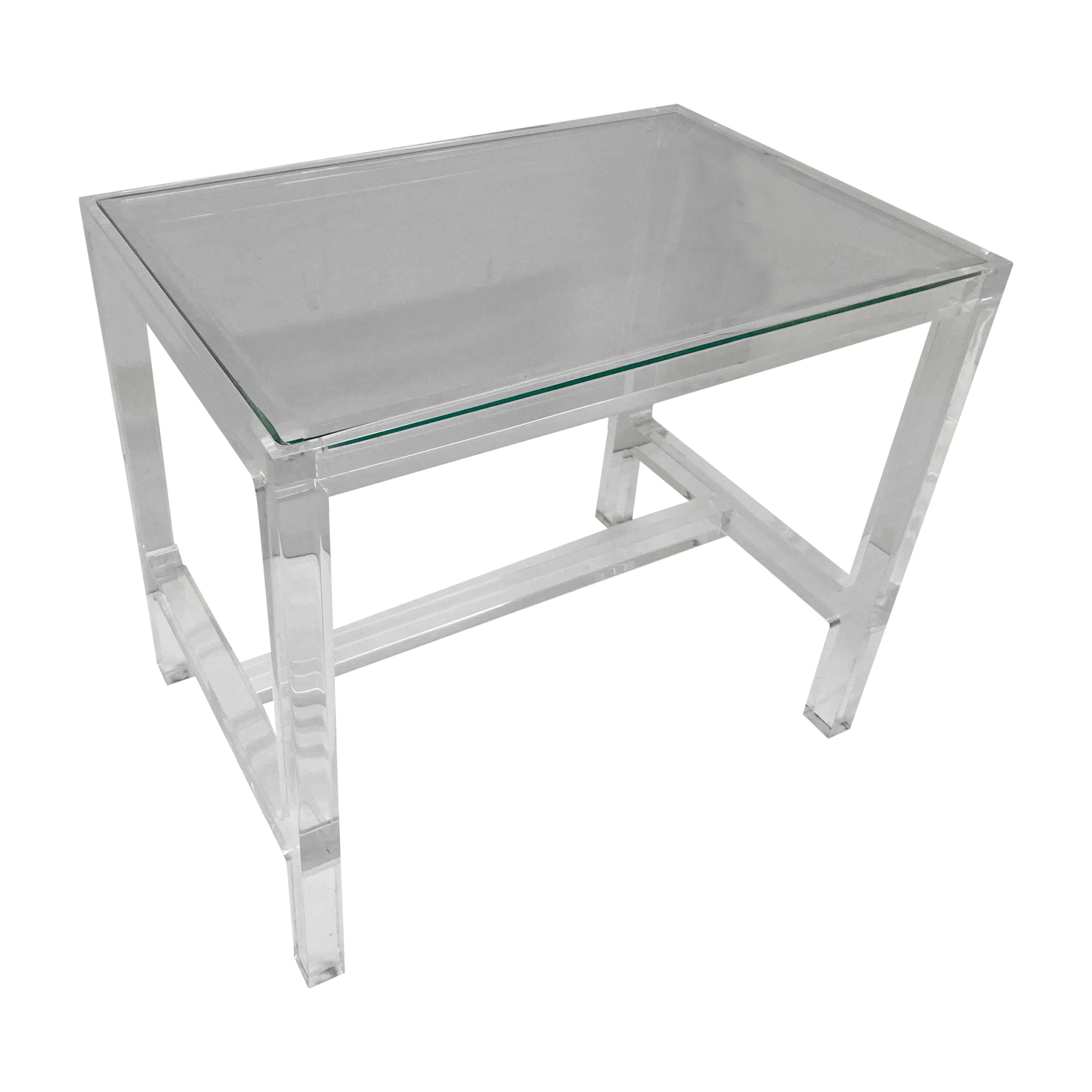 Moderner Cocktailtisch aus Lucite mit Glaseinlageplatte