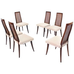 Set of Six Harvey Probber Dining Chairs with New Linen Upholstery