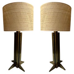Pair of Brass Modernist Lamps. Italy, 1970s