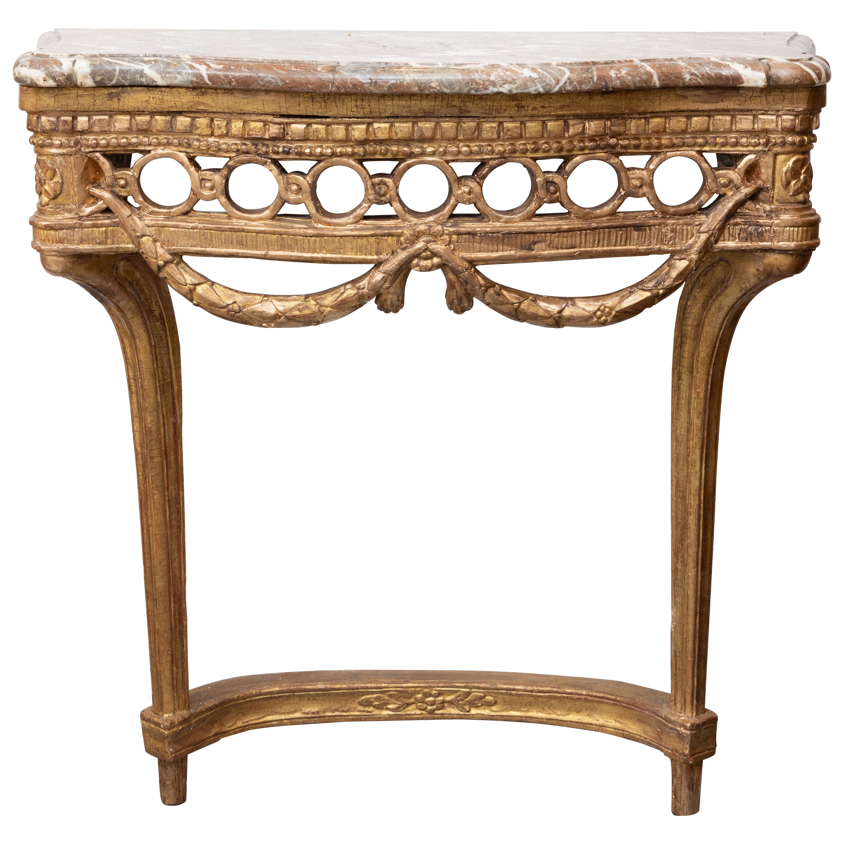 Console Louis XVI du 19ème siècle avec plateau en marbre