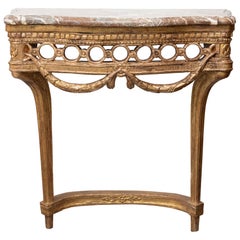 Console Louis XVI du 19ème siècle avec plateau en marbre