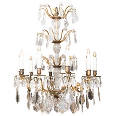 Vintage French Brass and Crystal Chandelier