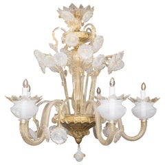20th Century Murano Five LIght Glass Chandelier
