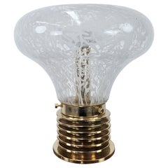 Mid Century table lamp made of worked glass and gilded metal 20th century