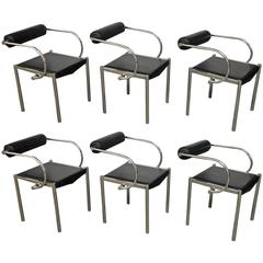 Set of Six Mies van der Rohe Style Tubular Chrome Chairs