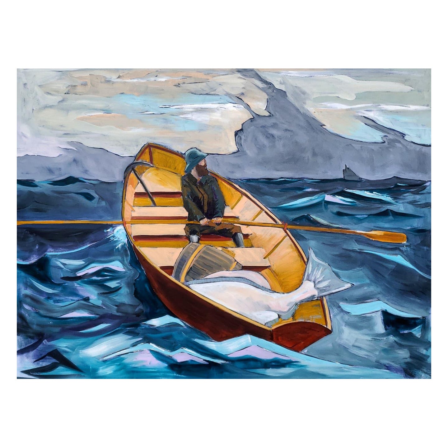The Fog Warning (Winslow Homer), James Mattison, 36x48, Oil on Canvas, 2021 For Sale