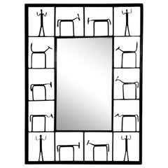 Exceptionnel Miroir Iconique des années 1950 Frederick Weinberg en Fer Forgé Brutaliste
