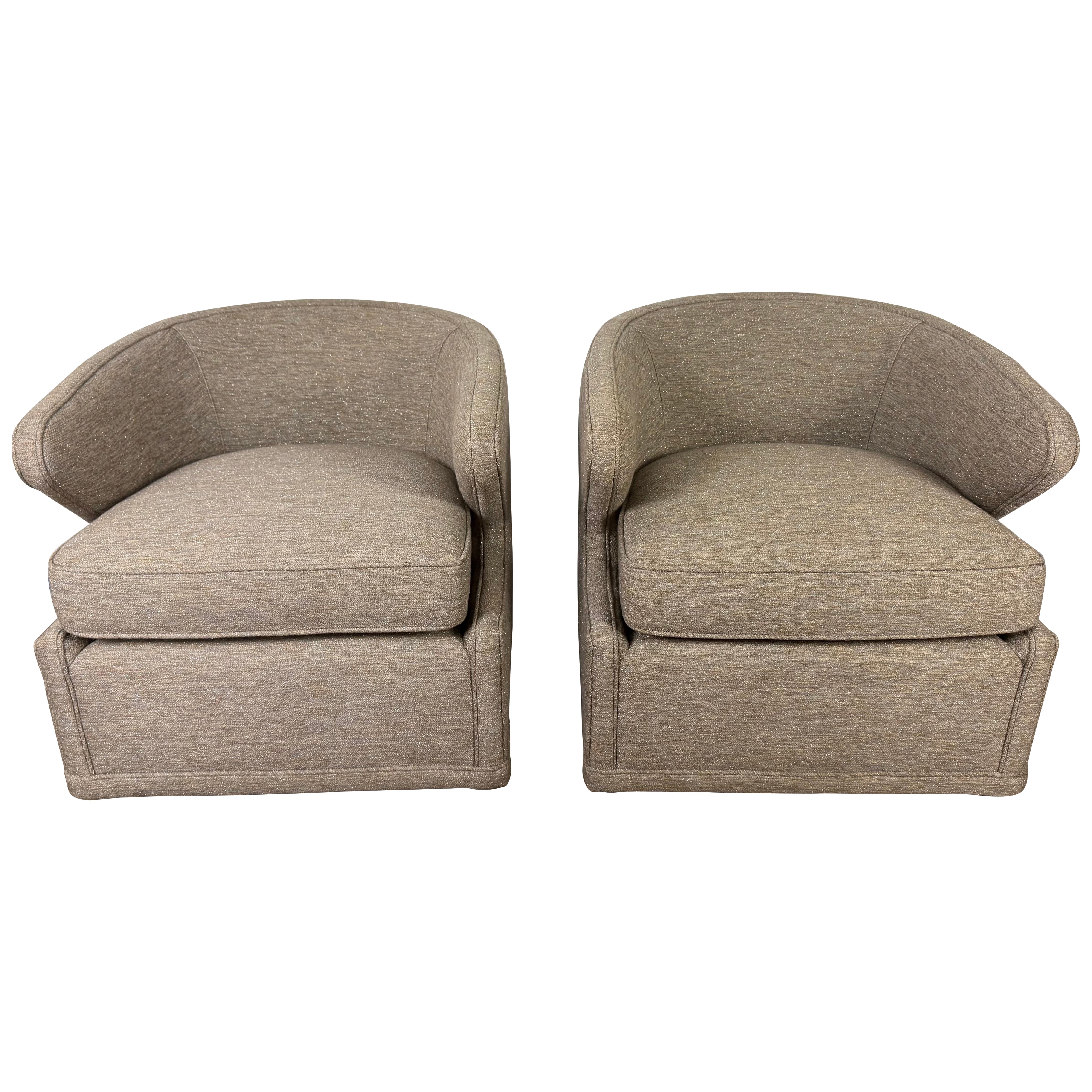 Pair of Upholstered Swivel Armchairs