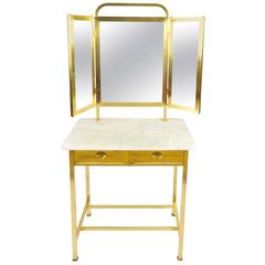 Vintage 1930s French Marble and Brass Dressing Table
