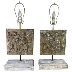 Pair of Italian Cast Metal Figural Lamps