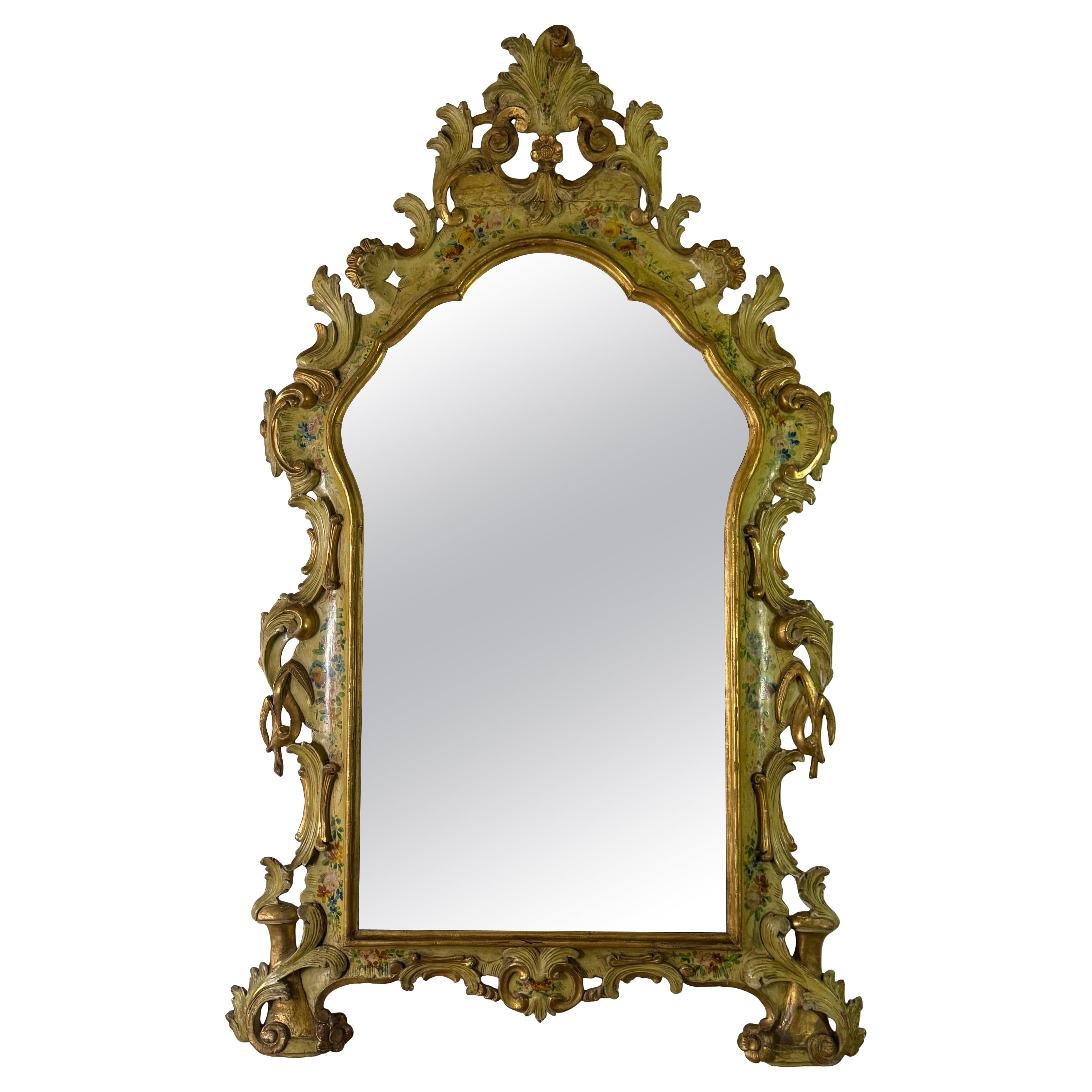19th C. Venetian Painted Mirror For Sale