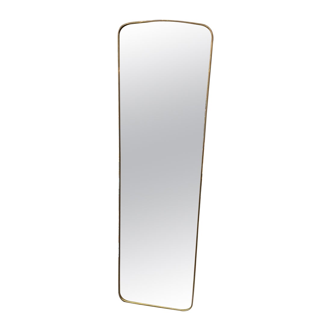 Slim Tall Brass Mirror-Italy 1950s