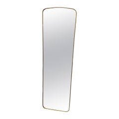 Slim Tall Brass Mirror-Italy 1950s