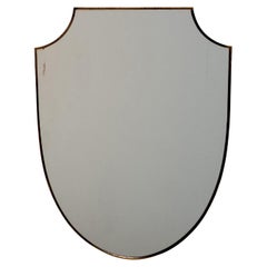 Shield-Shaped Brass Wall Mirror, Italy, 1970s