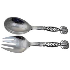 Ornamental #83 by Georg Jensen Sterling Silver Salad Serving Set of Two Pieces 3