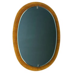 Vintage Mid-Century Modern Italian Oval Mirror In Colored Glass By Veca For Fontana Arte