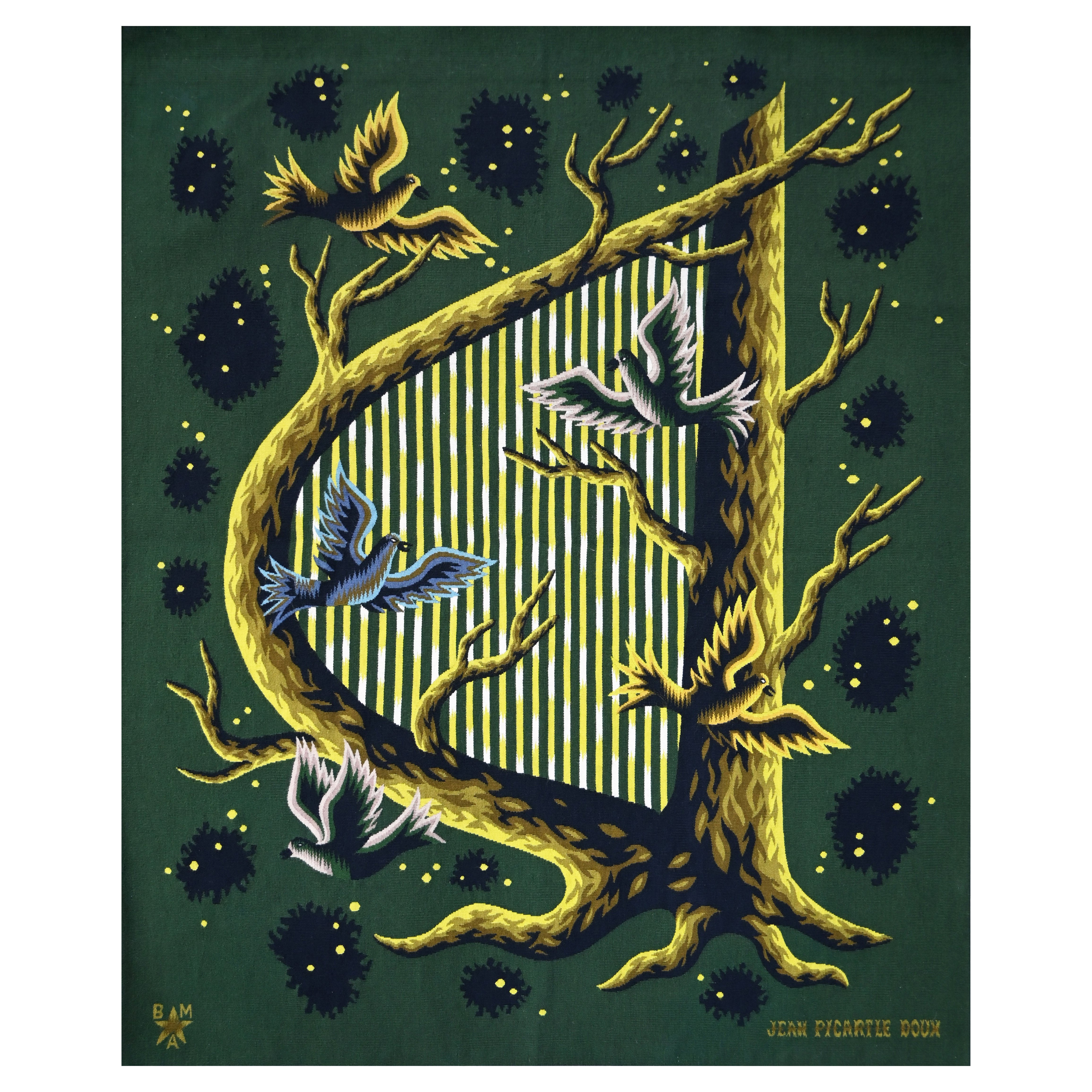 Little Wood Harp, Jean Picart Le Doux - French Aubusson Maison Berthaut - N 1536 For Sale