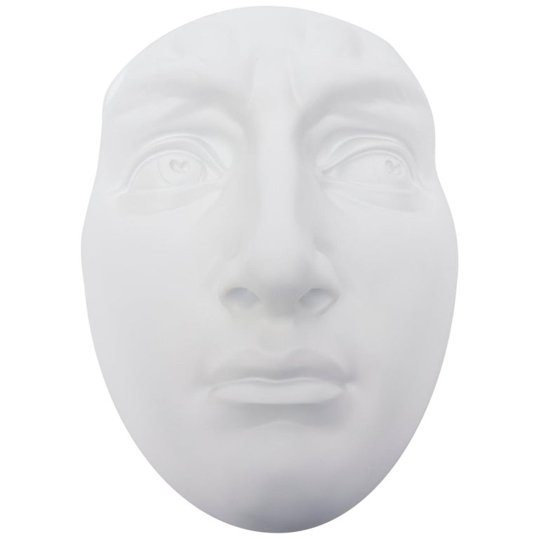 White Resin and Plaster Face Wall Sculpture For Sale at 1stdibs