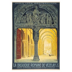 ALO, Original PLM- Tourismusplakat, Basilica Vezelay, Burgund, Avallon-Kirche 1920