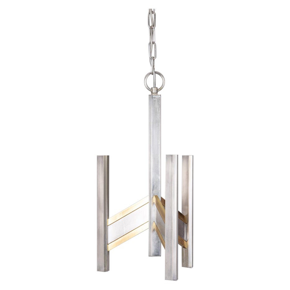 Vintage 1970s chrome metal chandelier designed by Gaetano Sciolari