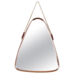 Espejo de pared triangular de madera vintage años 70 diseño italiano