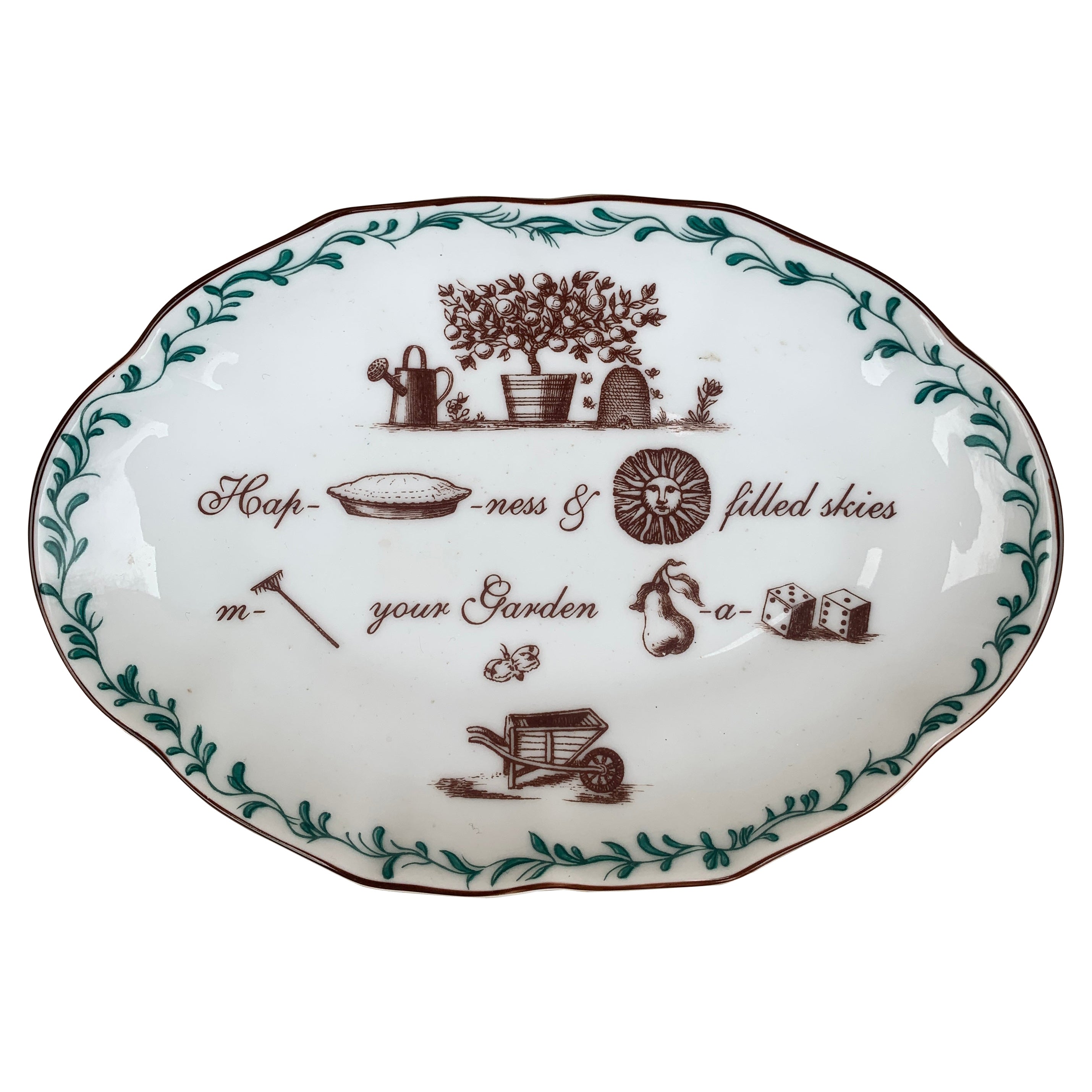 Vintage Mottahedeh Porcelain Garden Themed Catchall Dish