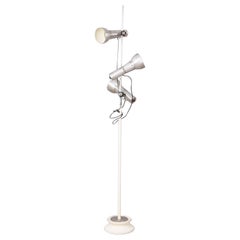 Vintage 70's floor lamp chrome metal and white Italian design