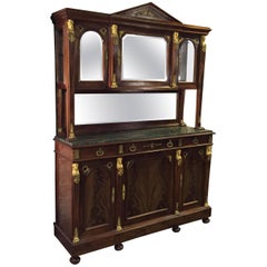 French Used Ormolu Mounted Two-Piece Marble-Top Cabinet in the Empire Style