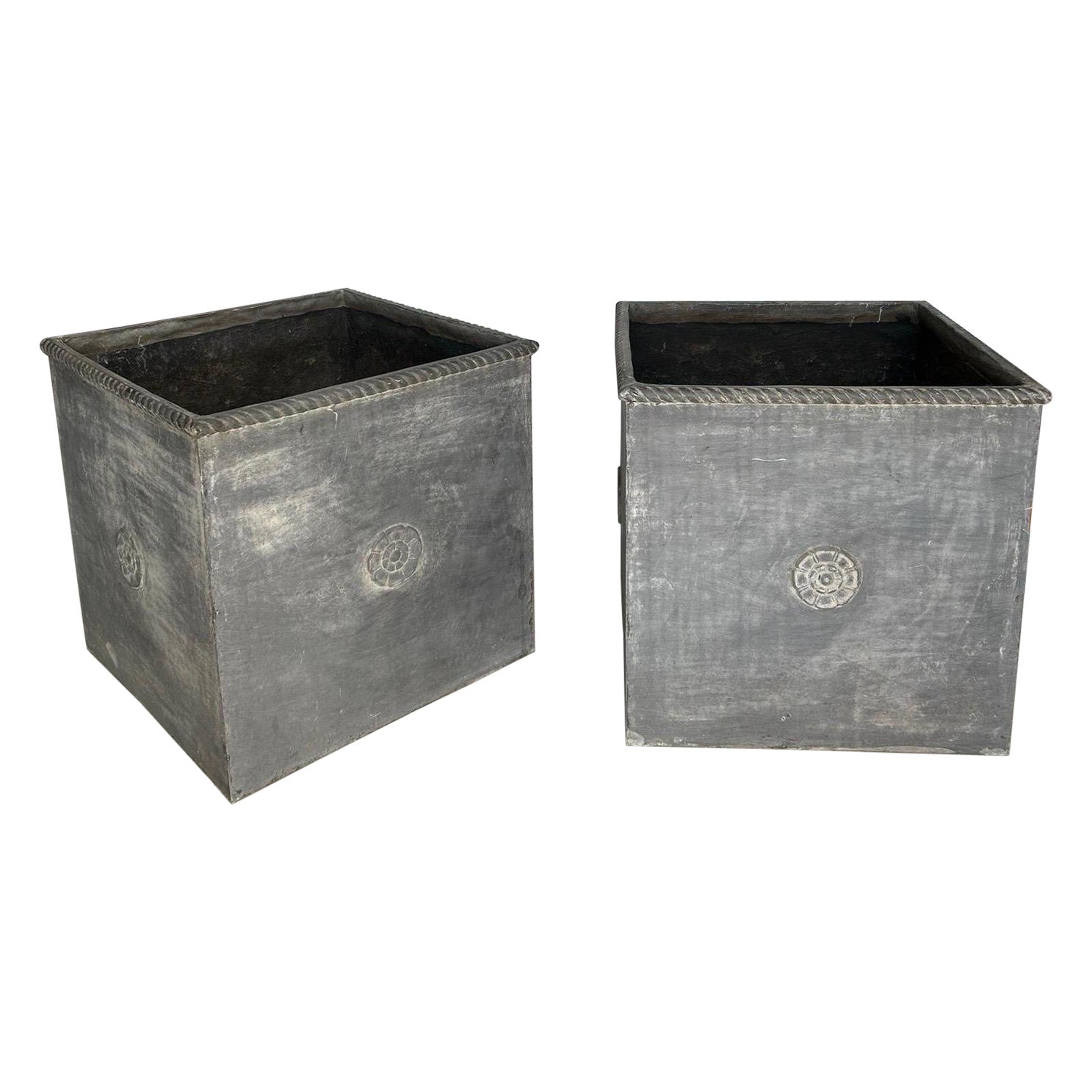 Oversized Neoclassical Style Faux Lead Planters, 2 Available