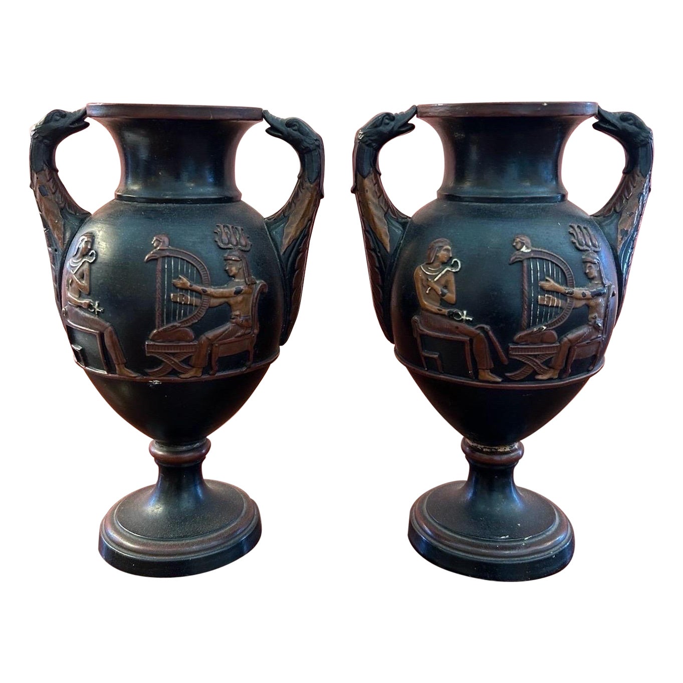 19th Century Egyptomania Urns by Wilhelm Schill For Sale