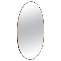 Italienischer elliptischer Vintage-Wandspiegel mit Messingrahmen nach Gio Ponti, Vintage