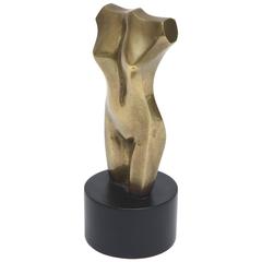 Small Signed Sensual Bronze Nude Torso Sculpture 