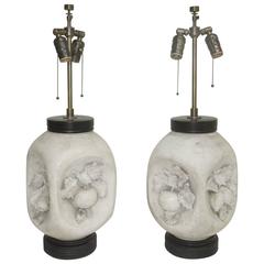 Pair of 1950s Italian Mid-Century Modern Matte Bisque Fruit Lamps 1