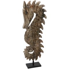 Seahorse sculpture, wood, huge, handcarved by Artisan, Java, indonesia stunning