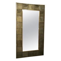 Murano Gold Art Glass and Brass Mid-Century Italian Console Wall Mirror, 2020