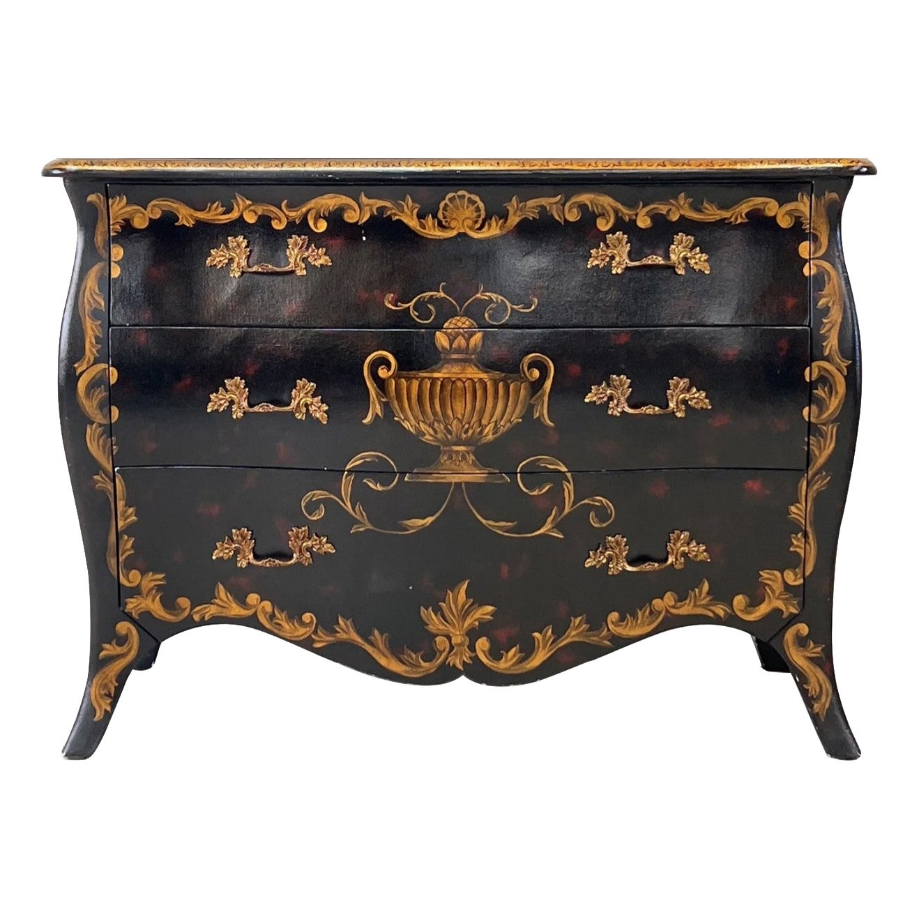 Maitland Smith French Bombe Chest of Drawers, 1990s