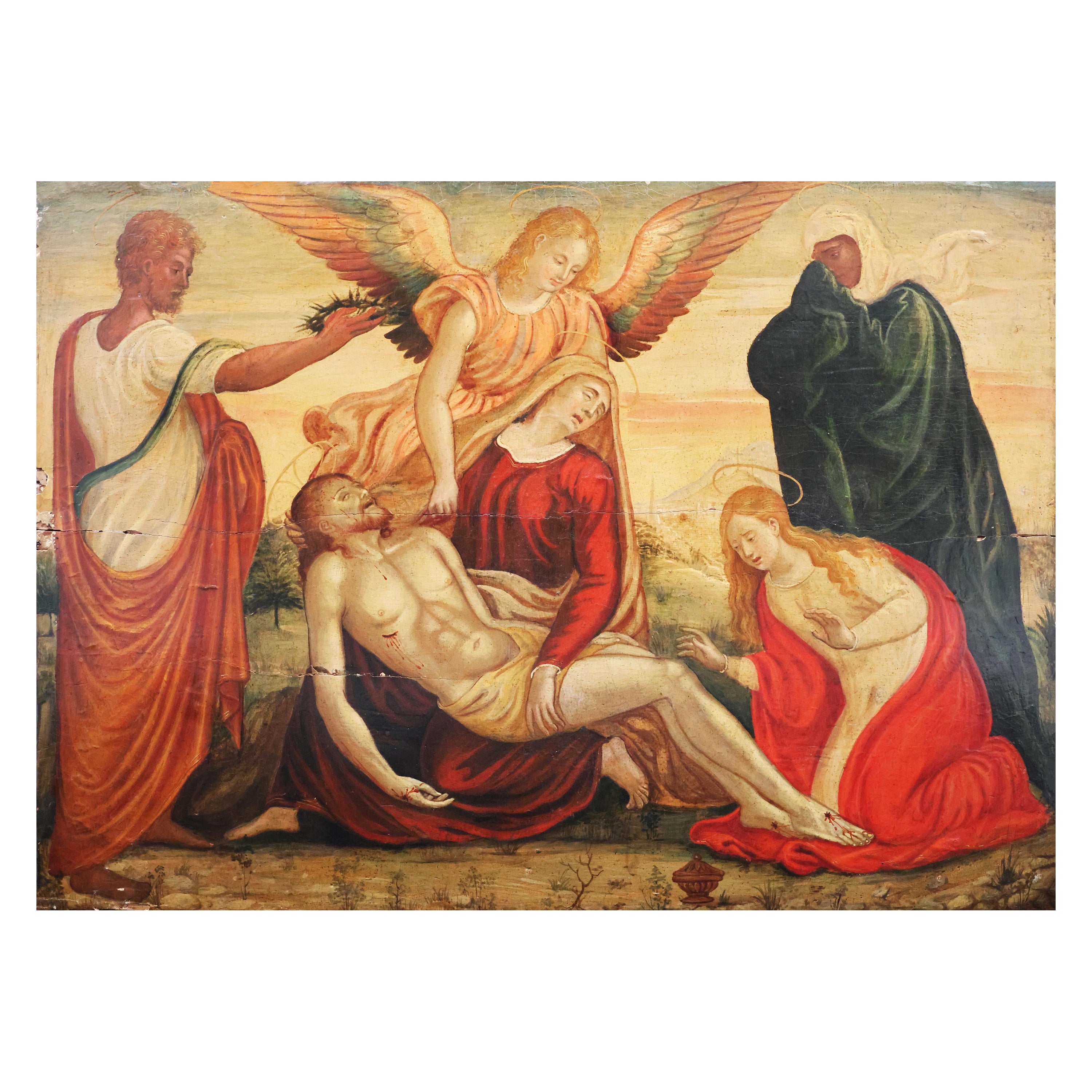 La lamentación de Cristo, Italia, siglo XVI; óleo sobre tabla