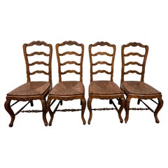 Vintage Country French Dining Chairs Rush Seats