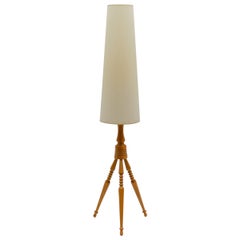 Ravissant lampadaire moderne du milieu du siècle en bois, années 1960, France