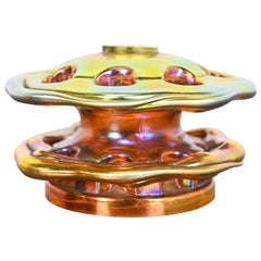 Tiffany Studios Style Iridescent Favrile Glass Flower Frog