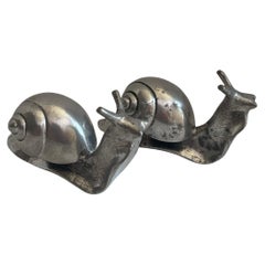 Paire de figurines d'escargots en argent italien des années 1970