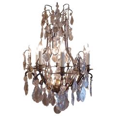 French Maison Baccarat Louis XV Style Patinated Bronze and Crystal Chandelier