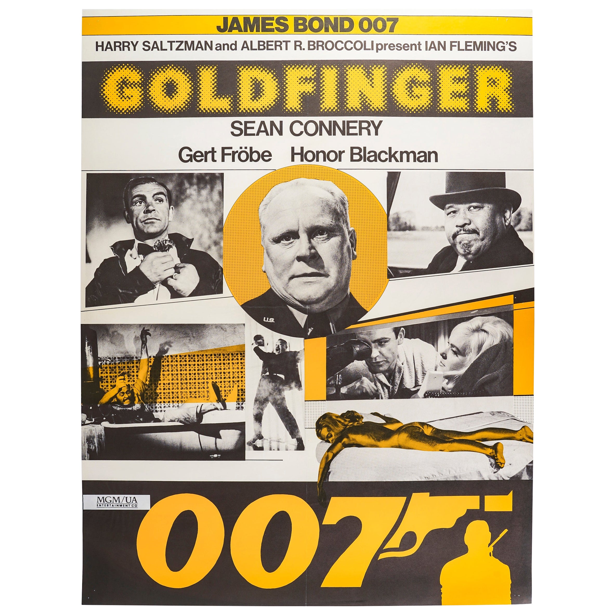 Original Filmplakat, 007 James Bond, Goldfinger, Sean Connery, Gun, 1980