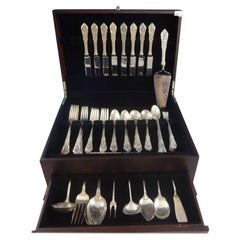 Rose Point by Wallace Sterling Silver Flatware Set for Eight Service 75 Pieces