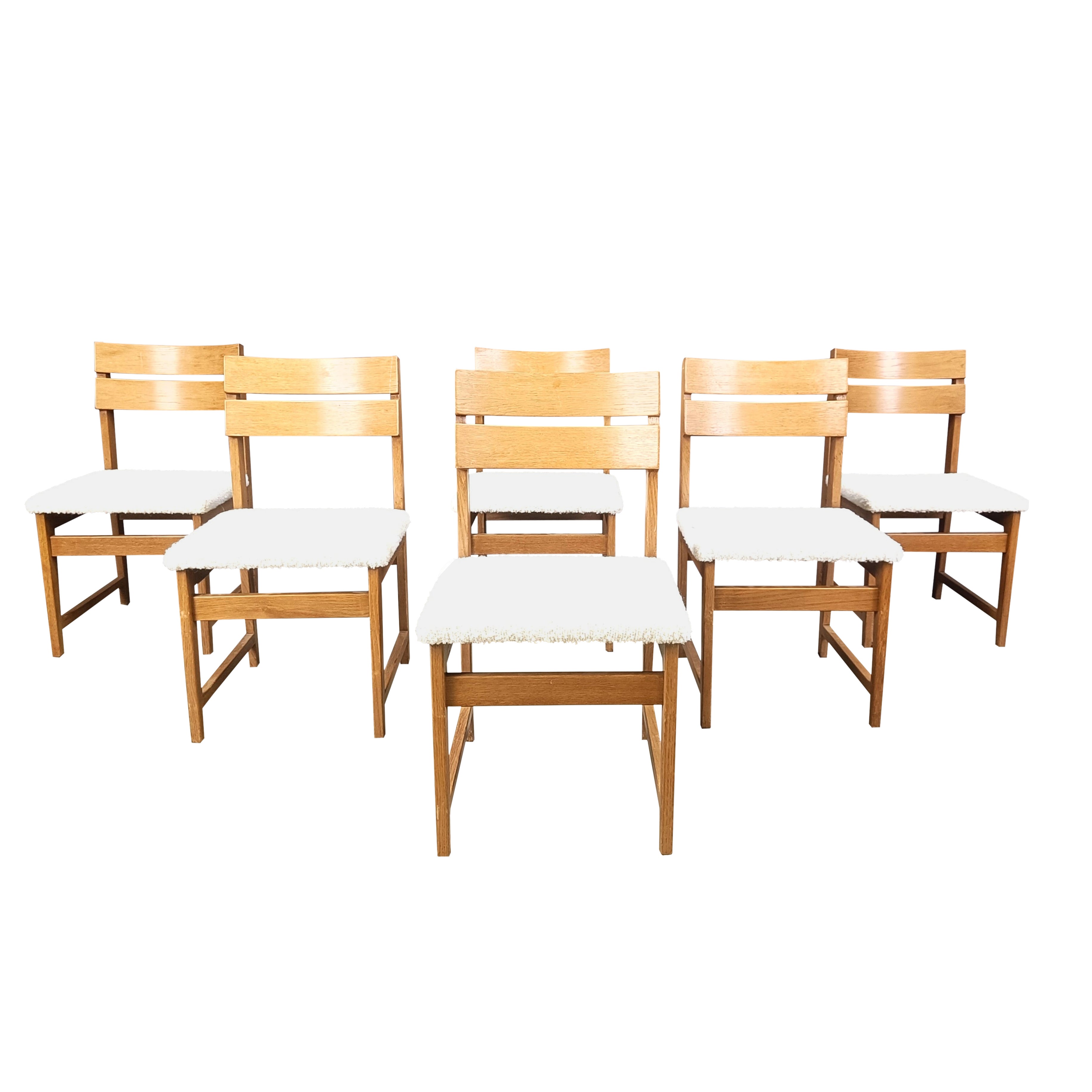 Vintage brutalist dining chairs, set of 6 - 1970s