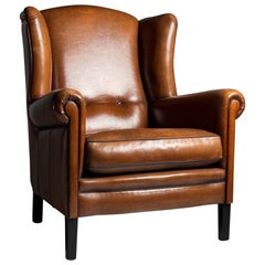 Sheep leather wingback armchair